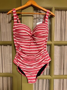 Nip Tuck Pink & White Stripe One-Piece Swimsuit